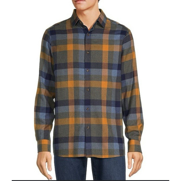 Hart Schaffner Marx Long Sleeve Plaid Sport Shirt XXL $150 Retail - Picture 1 of 9